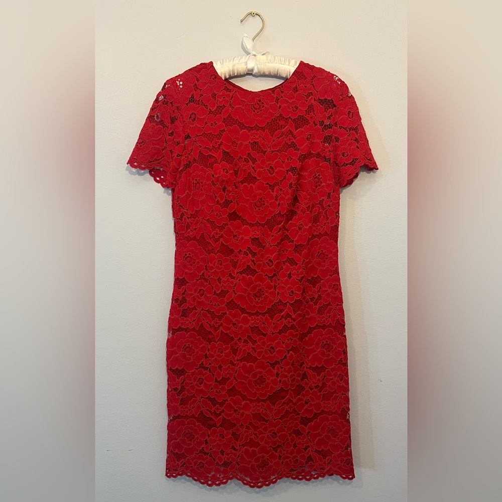 Lauren by Ralph Lauren Red Lace Dress Size 12 (US)